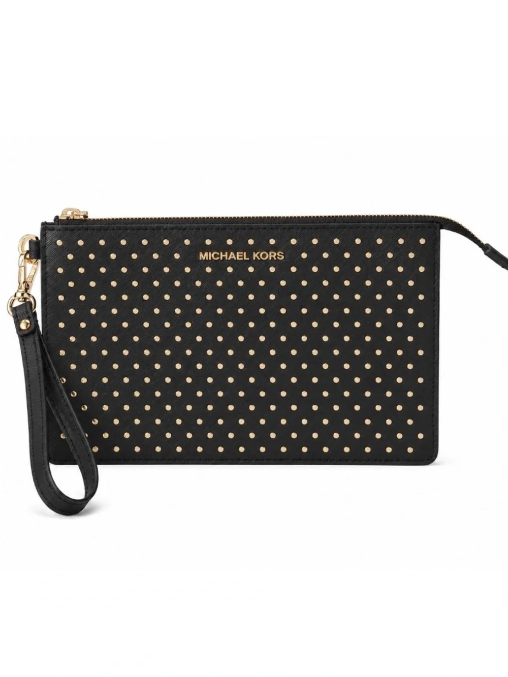 Michael Kors Black Leather Gusset Wristlet - Picture 2 of 6